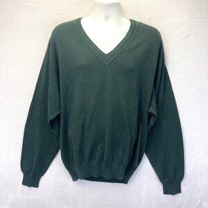 NWT Vintage Cotton Sweater Mens XLT Tall Green V-Neck Knit Pullover Clubfellow
